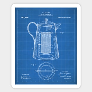 Coffee Percolator Patent - Coffee Shop Art - Blueprint Sticker